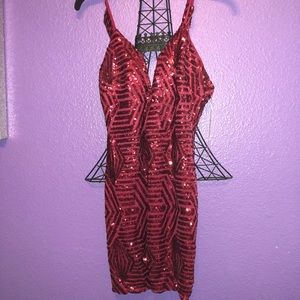 Red Sequin Mini Dress